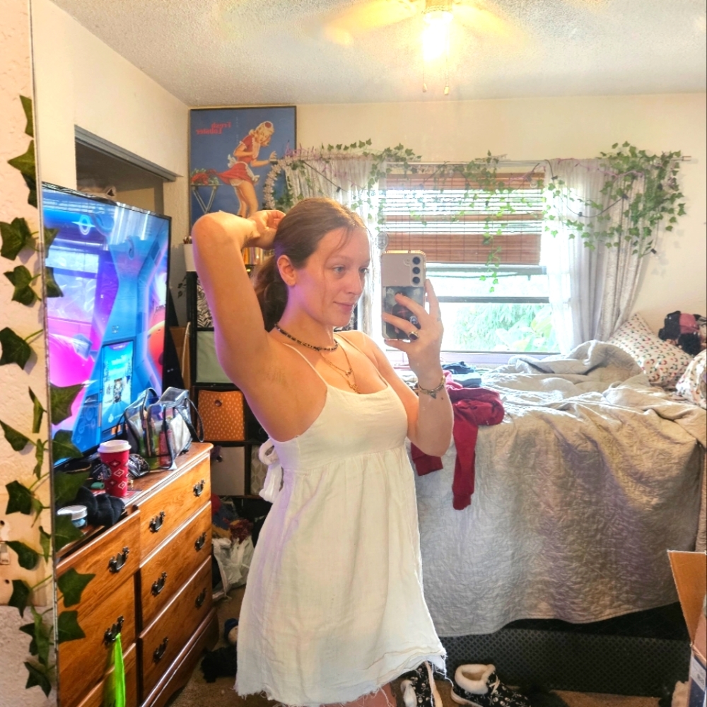 Mini white dress; size extra small; spaghetti straps